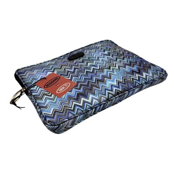 NWT Missoni For Bric’s Travel Laptop Tablet Case Blue Zigzag Italian Designer - Picture 3 of 14